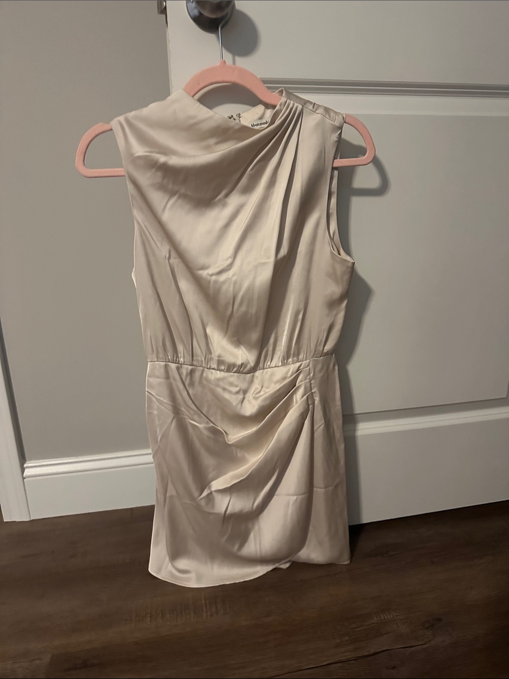 Abercrombie & Fitch Cream Satin Sleeveless Mini Dress
